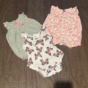 Assorted Adorable Baby Romper Set with Butterflies and Florals and Polka-Dots.